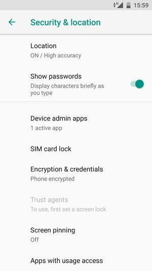 Scroll to and select SIM card lock