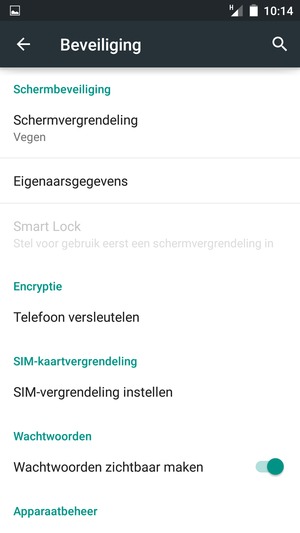 Om uw schermvergrendeling te activeren, ga naar het Beveiliging-menu en selecteer Schermvergrendeling