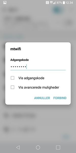 Indtast Wi-Fi adgangskoden og vælg FORBIND