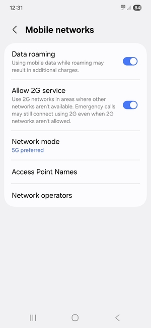 Turn Data roaming on or off