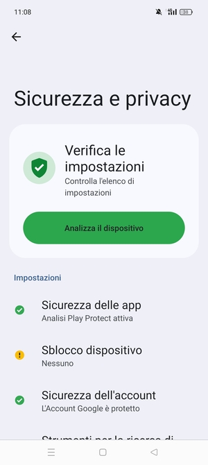 Per attivare il blocco dello schermo, vai al menu Sicurezza e privacy e seleziona Sblocco dispositivo