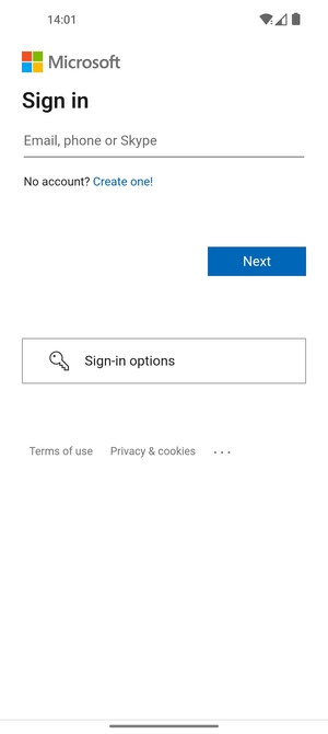 Enter your Email address and select Next