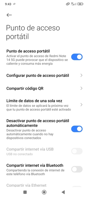 El teléfono ha sido configurado para su uso como módem