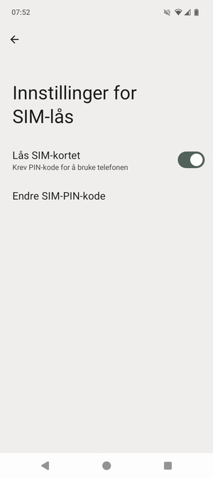 Velg Endre SIM-PIN-kode