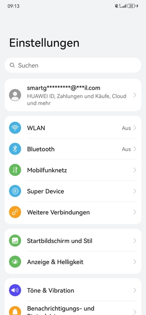 Wählen Sie Mobilfunknetz