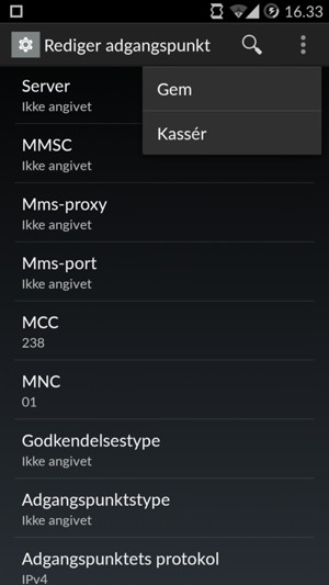 Vælg Menu-knappen og vælg Gem