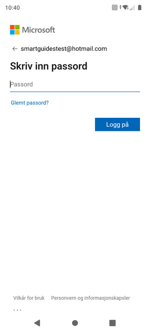 Skriv inn passord og velg Logg på