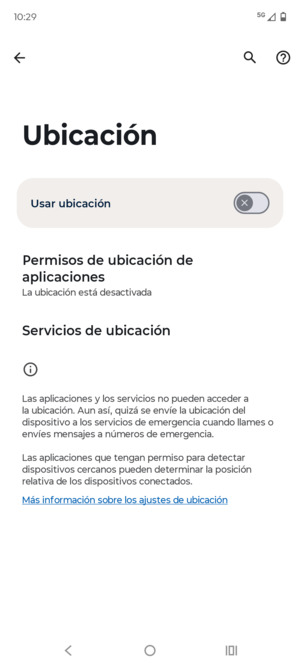 Desactive Usar ubicación