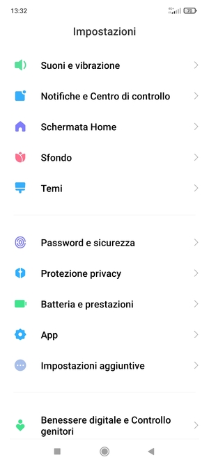 Scorri e seleziona Password e sicurezza