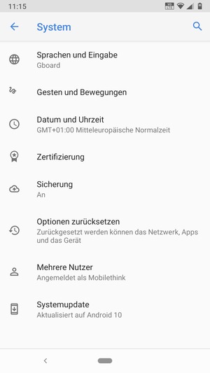 Wählen Sie Systemupdate
