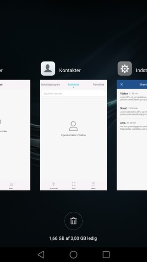Vælg Slet-ikonet for at lukke alle åbne apps