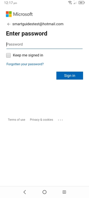 Enter your password and select Sign in