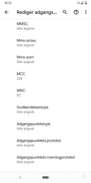 Scroll ned og indtast MMS-oplysninger