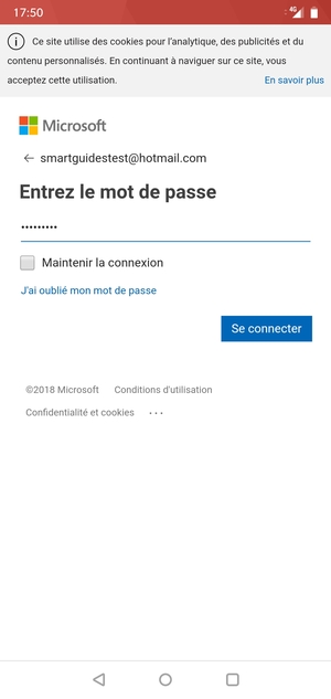 Saisissez votre mot de passe et sélectionnez Se connecter