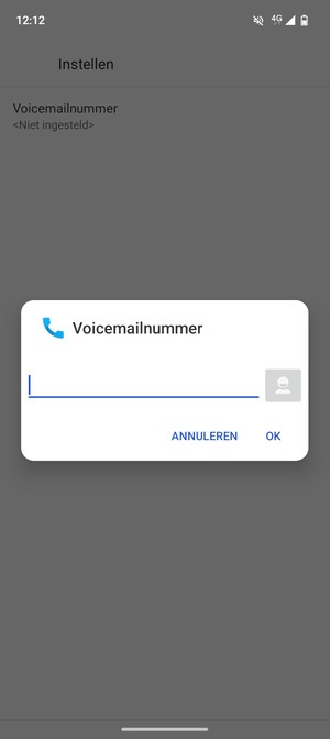 Voer het Voicemailnummer in en selecteer OK