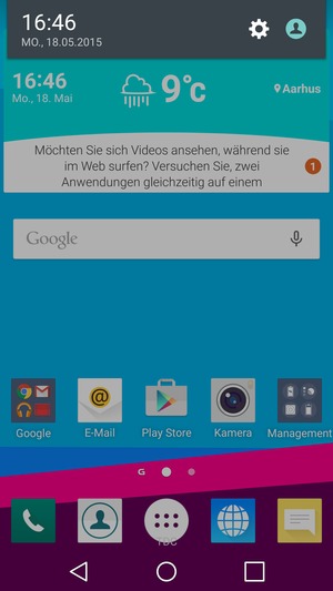 Schieben Sie das obere Menü nach unten