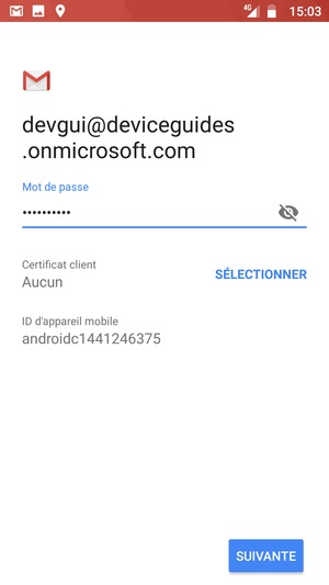 Saisissez votre mot de passe et sélectionnez SUIVANTE