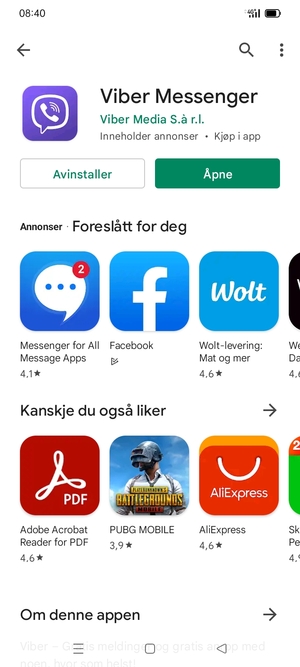 Velg Åpne