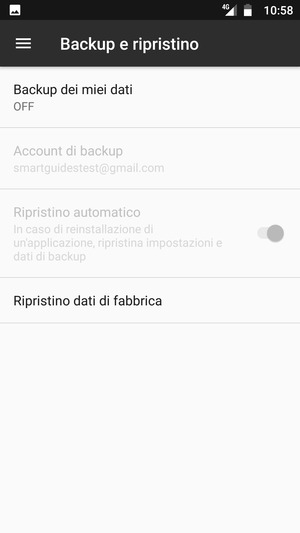 Seleziona Backup dei miei dati