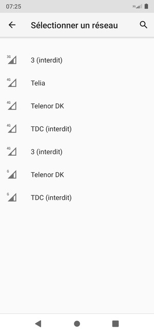 Sélectionnez un opérateur réseau dans la liste