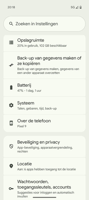Scroll naar en selecteer Systeem