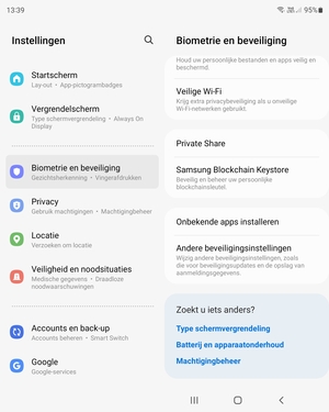 Scroll naar en selecteer Andere beveiligingsinstellingen