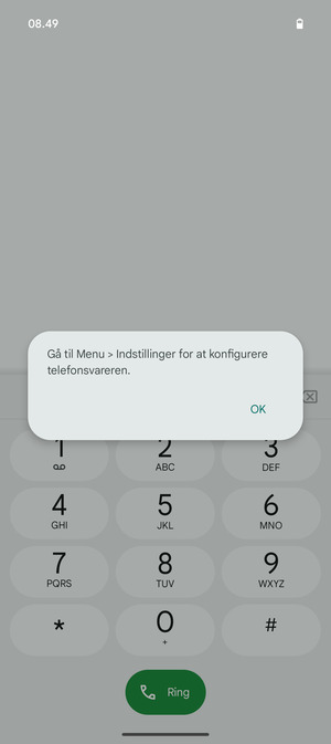 Hvis din telefonsvarer ikke er sat op, vælg OK