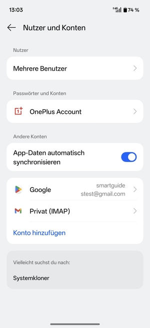 Wählen Sie Ihr Google Konto