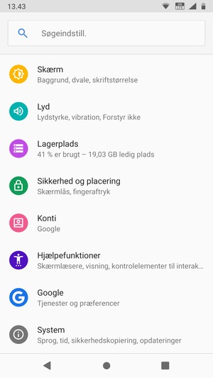 Scroll til og vælg Sikkerhed og placering