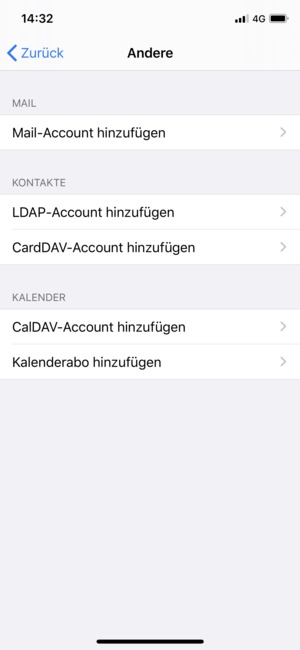 Wählen Sie Mail-Account hinzufügen