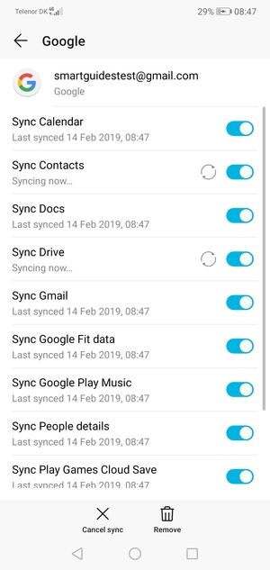 Your information will be synchronised