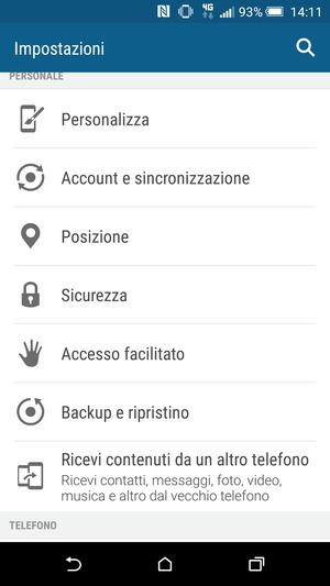 Scorri e seleziona Sicurezza
