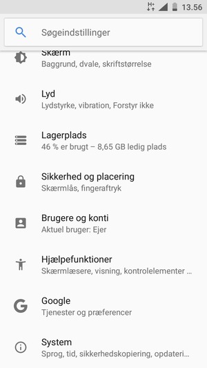 Scroll til og vælg Sikkerhed og placering