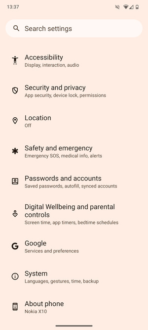 Scroll to and select System