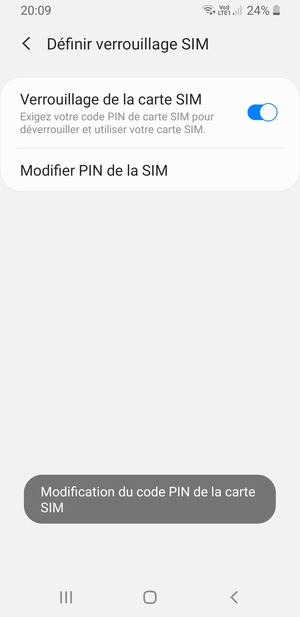 Votre code PIN de la carte SIM a été modifié