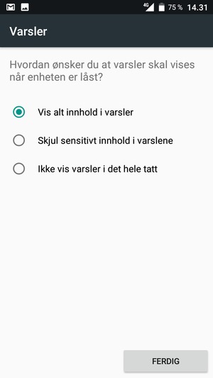 Velg ønsket alternativ og velg FERDIG