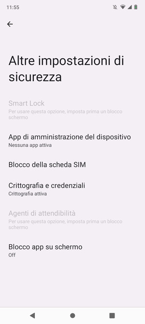 Seleziona Blocco della scheda SIM