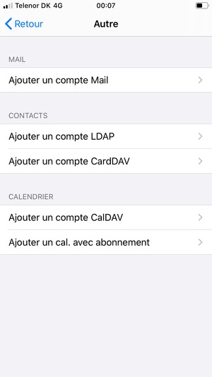 Sélectionnez Ajouter un compte Mail