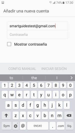 Introduzca su dirección Gmail y seleccione Sig.