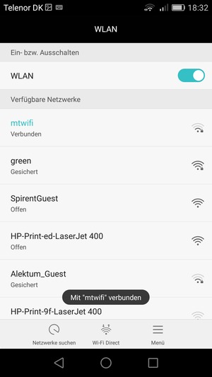 Sie sind nun mit dem WLAN-Netzwerk verbunden