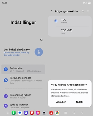 Vælg Nulstil
