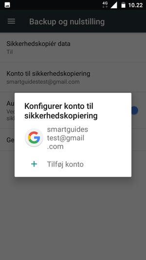 Vælg din sikkerhedskopi-konto
