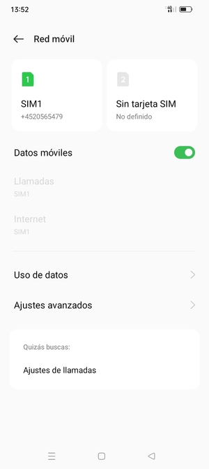 Seleccione SIM1 o SIM2