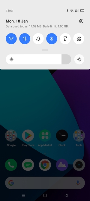Slide down the top menu again