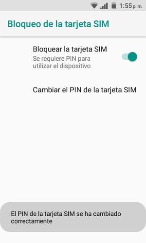 Su PIN de tarjeta SIM ha sido cambiado