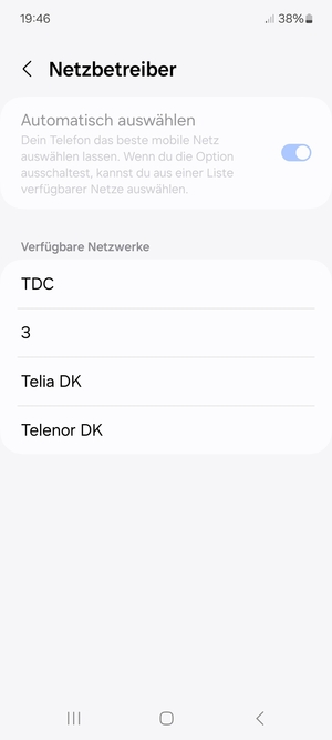Wählen Sie einen Netzbetreiber von der Liste