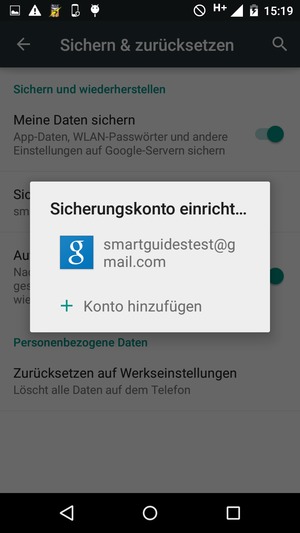 Wählen Sie Ihr Konto für Backup