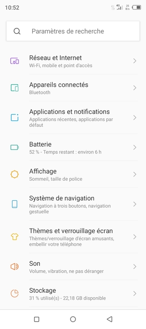 Sélectionnez Réseau et Internet