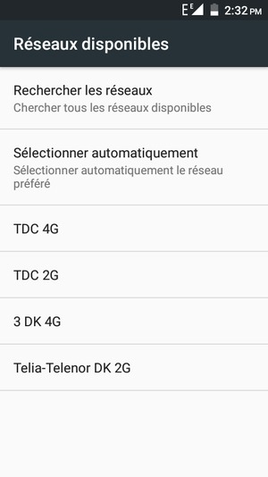 Sélectionnez un opérateur réseau dans la liste
