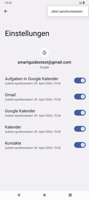 Wählen Sie Jetzt synchronisieren